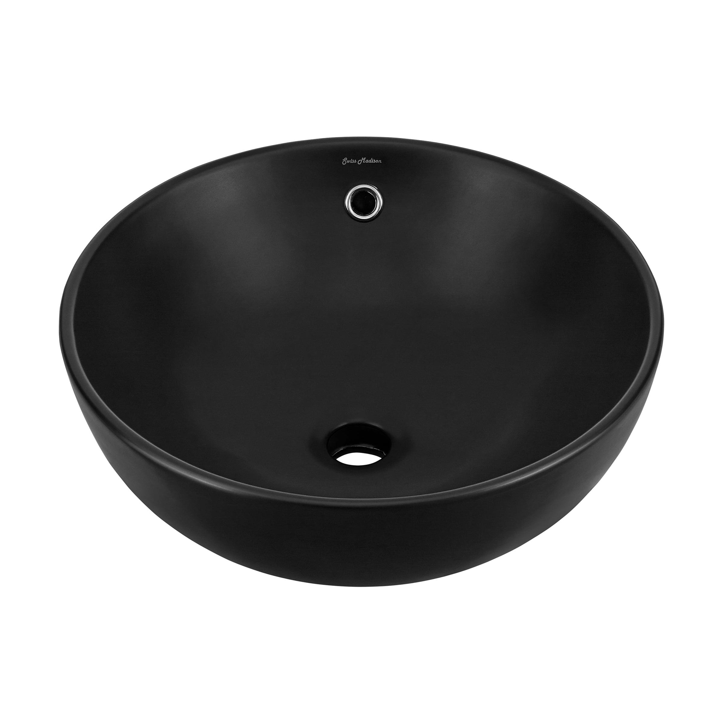 Matte Black 17" Round Ceramic Vessel Sink