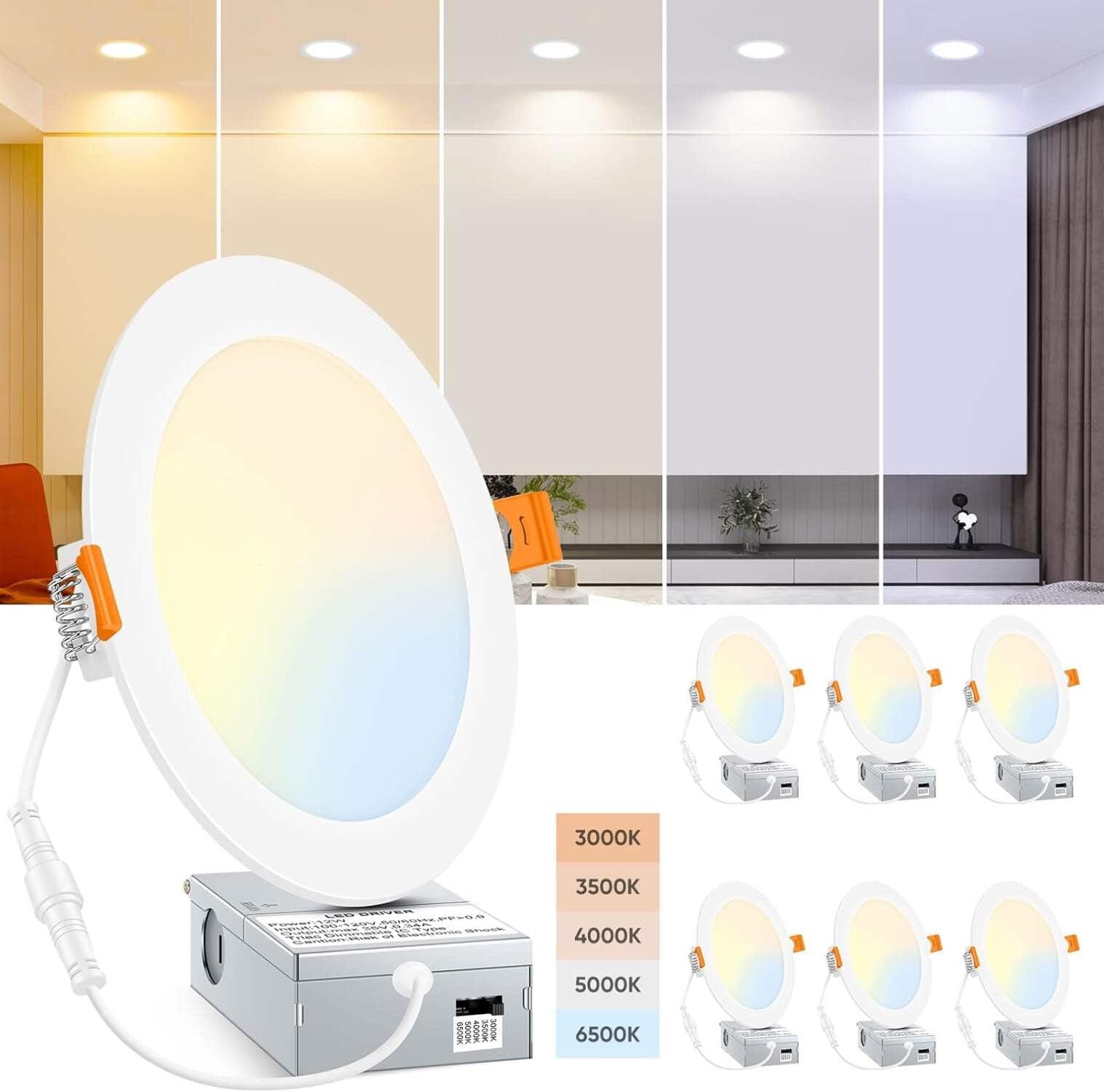 White Ultra-Thin LED Recessed Ceiling Lights with Junction Box