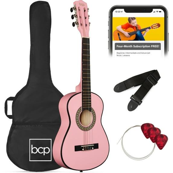 Best Choice Products 30in Kids Acoustic Guitar Beginner Starter Kit w/ Strap, Case, Strings - Pink