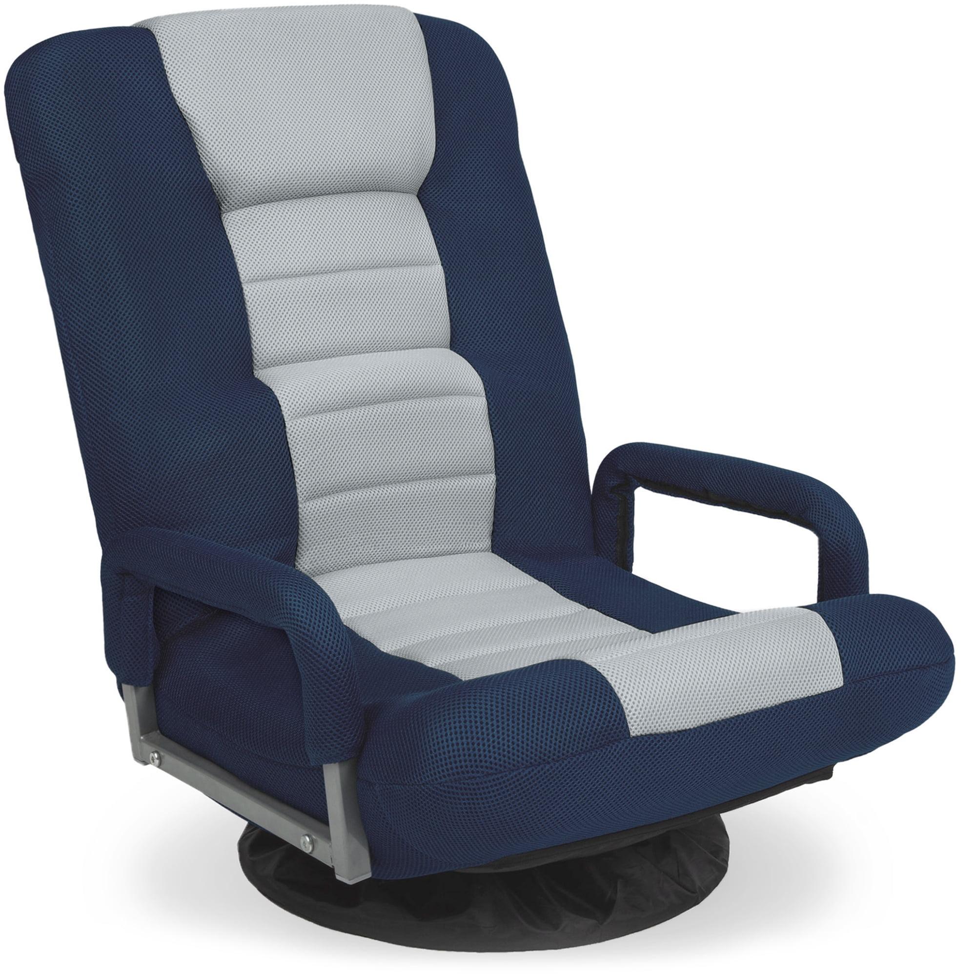 Best Choice Products 360-Degree Swivel Gaming Floor Chair w/ Armrest Handles, Foldable Adjustable Backrest - Blue/Gray