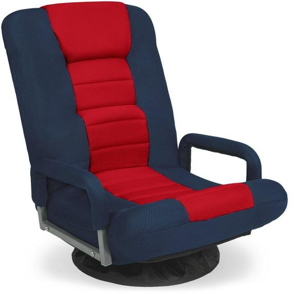 Best Choice Products 360-Degree Swivel Gaming Floor Chair w/ Armrest Handles, Foldable Adjustable Backrest - Blue/Red