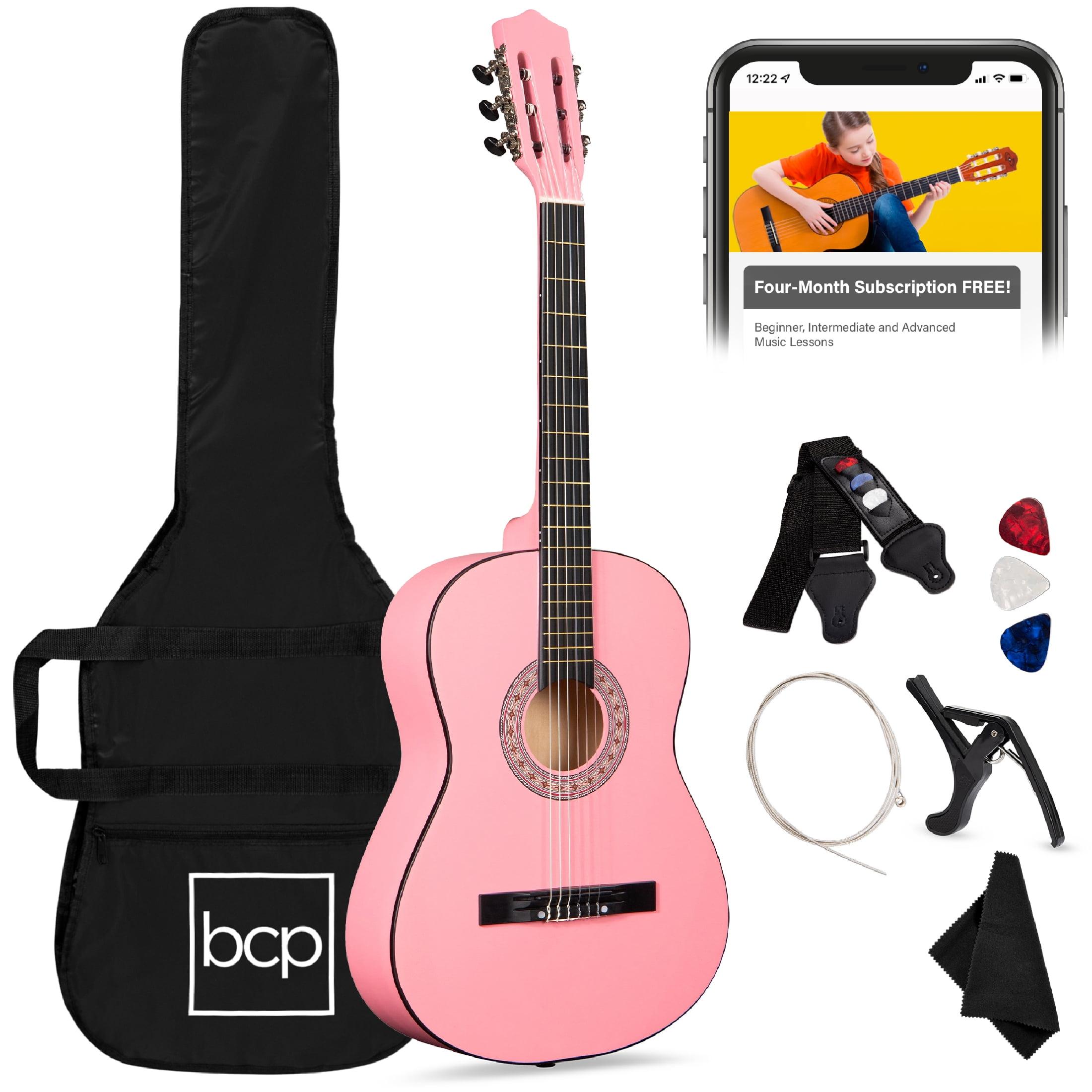 Best Choice Products 38in Beginner Acoustic Guitar Starter Kit w/ Gig Bag, Strap, Extra Strings - Pink