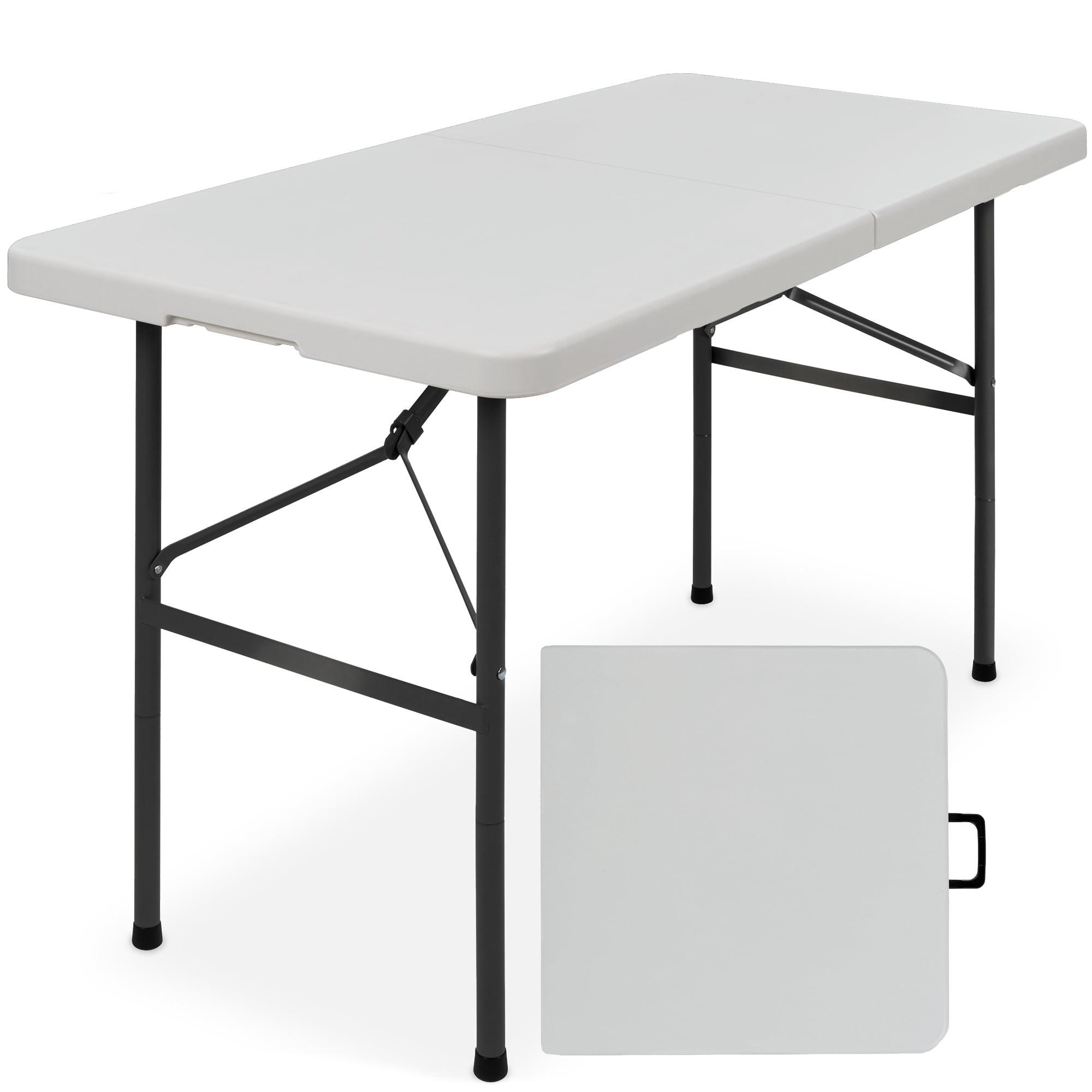 Best Choice Products 4Ft Plastic Folding Table, Indoor Outdoor Heavy Duty Portable W/ Handle, Lock For Picnic