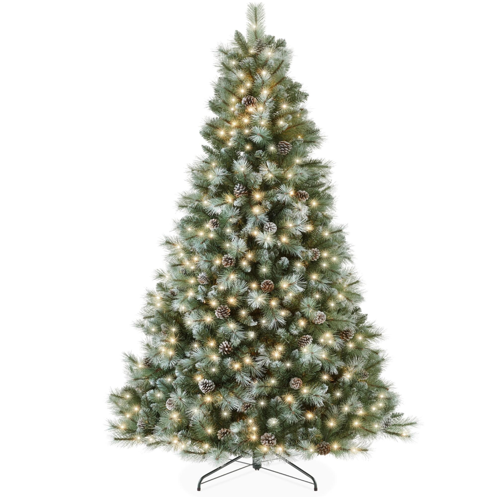 Best Choice Products 6ft Pre-Lit Frosted Scotch Pine Christmas Tree w/ 946 Branch Tips, 250 2-in-1 LED Lights