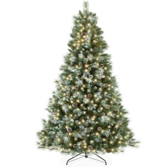 Best Choice Products 6ft Pre-Lit Frosted Scotch Pine Christmas Tree w/ 946 Branch Tips, 250 2-in-1 LED Lights