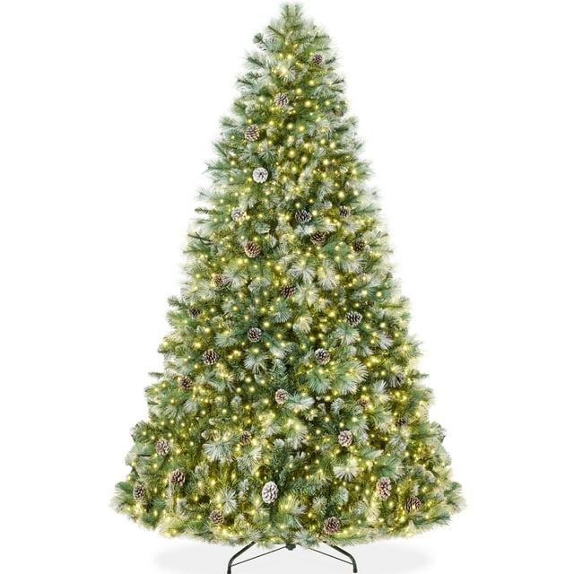 Best Choice Products 6ft Pre-Lit Frosted Scotch Pine Christmas Tree w/ 946 Branch Tips, 250 2-in-1 LED Lights
