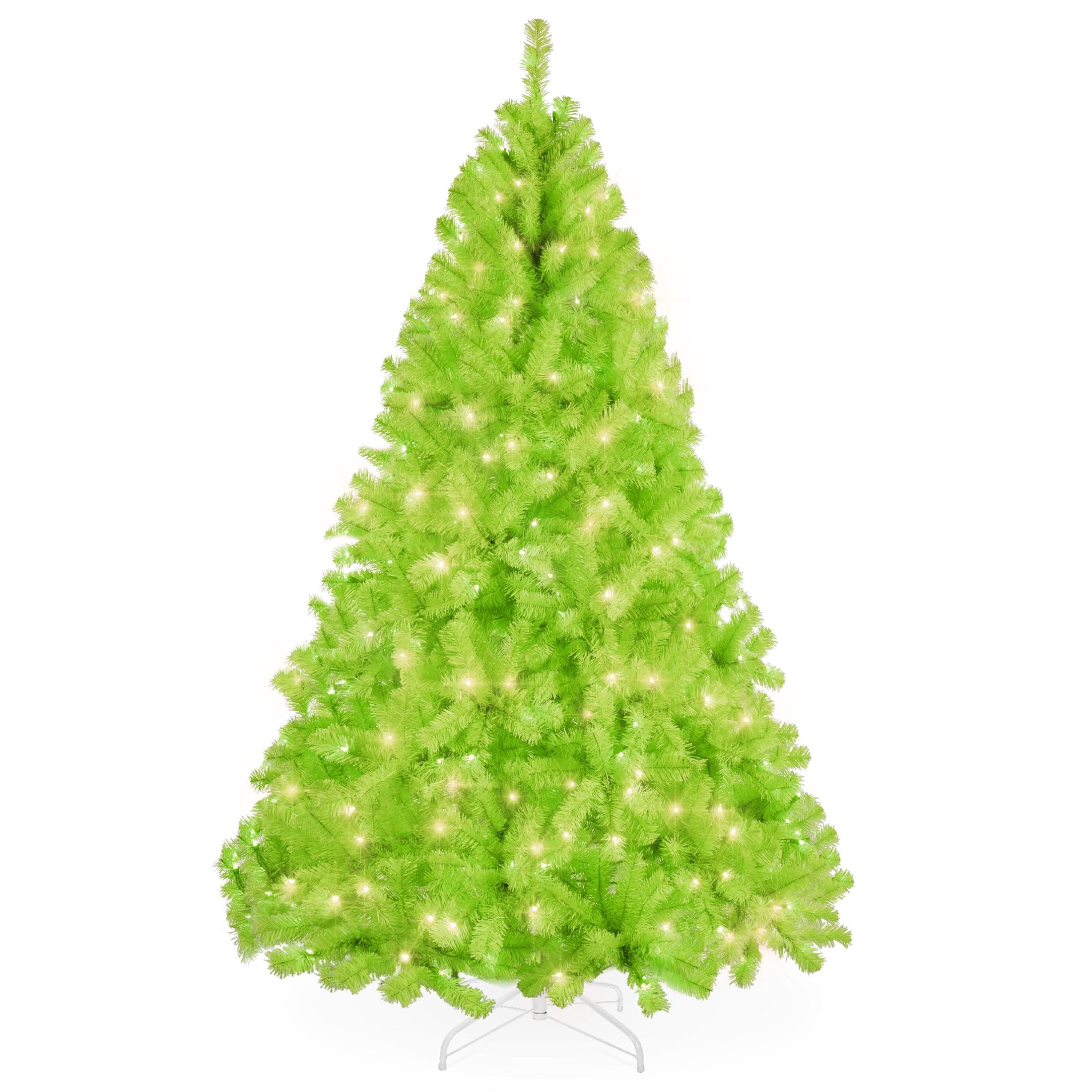 Best Choice Products 6ft Pre-Lit Lime Green Christmas Tree, Artificial Holiday Decoration w/ 250 Lights