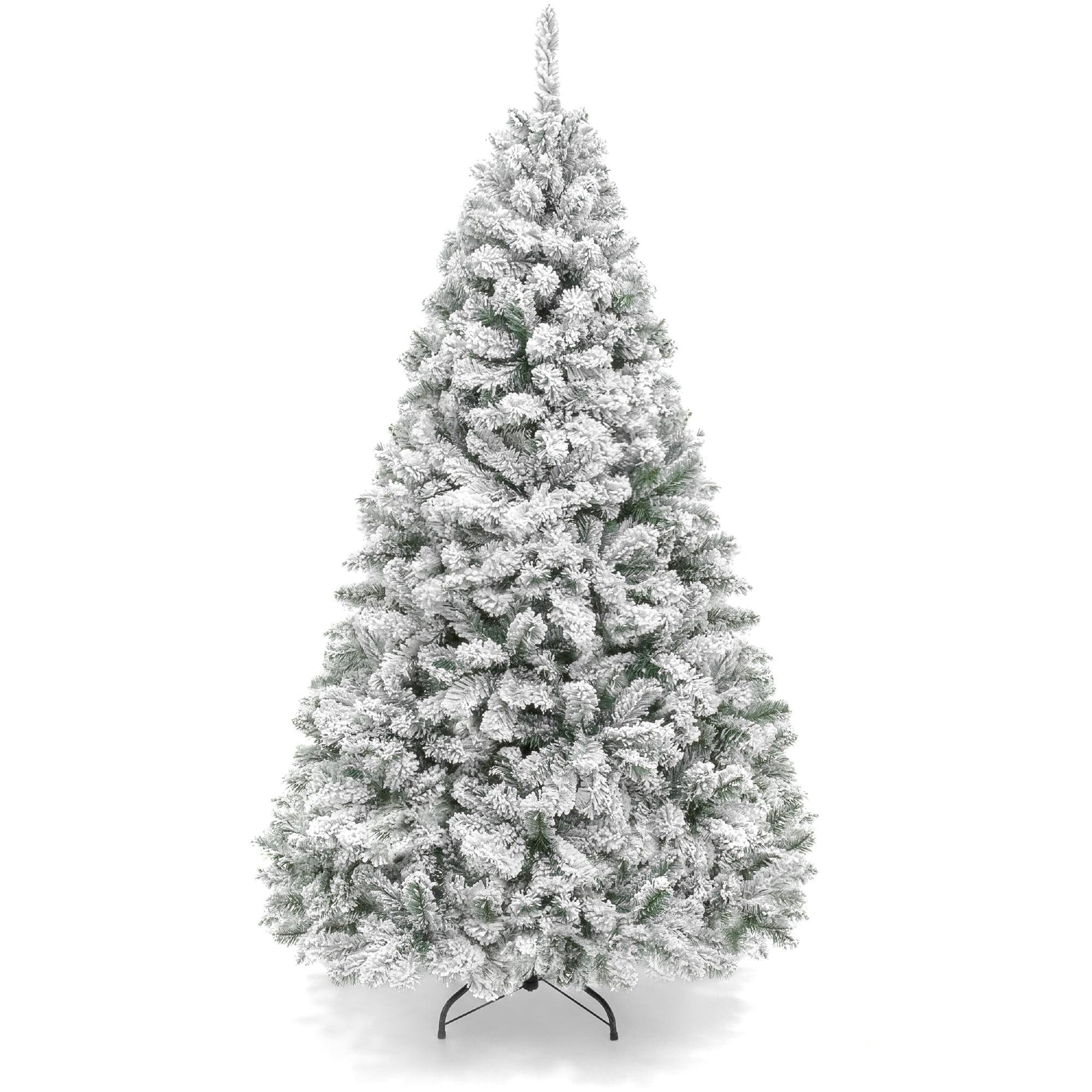 6ft Snow Flocked Pine Christmas Tree with Lights