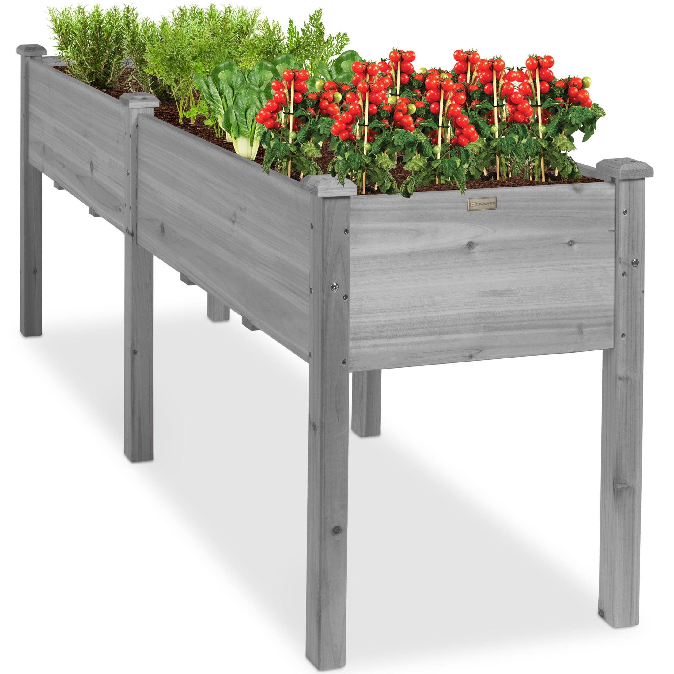 Elevated 44" Gray Fir Wood Planter Box for Outdoor Gardening