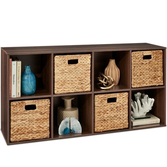 Best Choice Products 8-Cube Bookshelf, 11in Display Storage System, Organizer w/ Removable Back Panels - Walnut