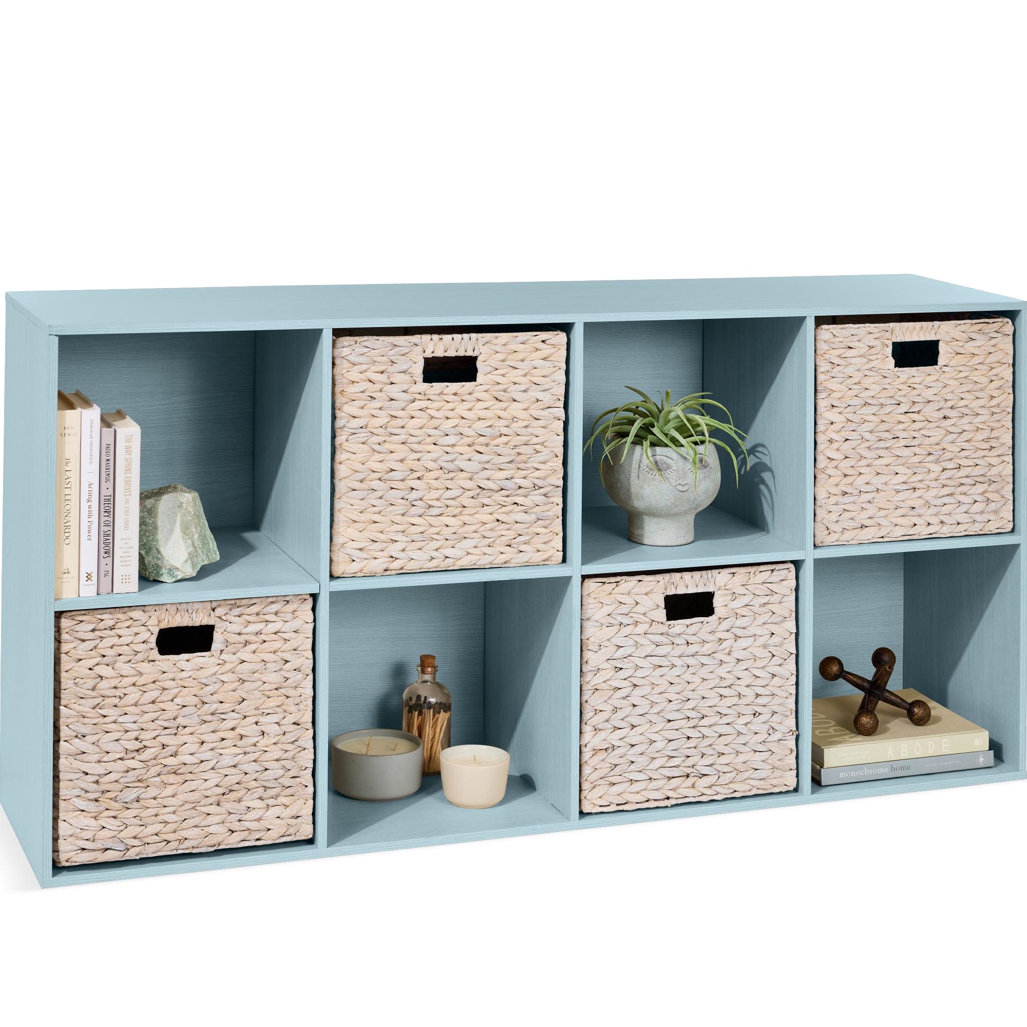 Best Choice Products 8-Cube Bookshelf, 13.5in Display Storage System, Organizer w/ Removable Back Panels - Light Blue