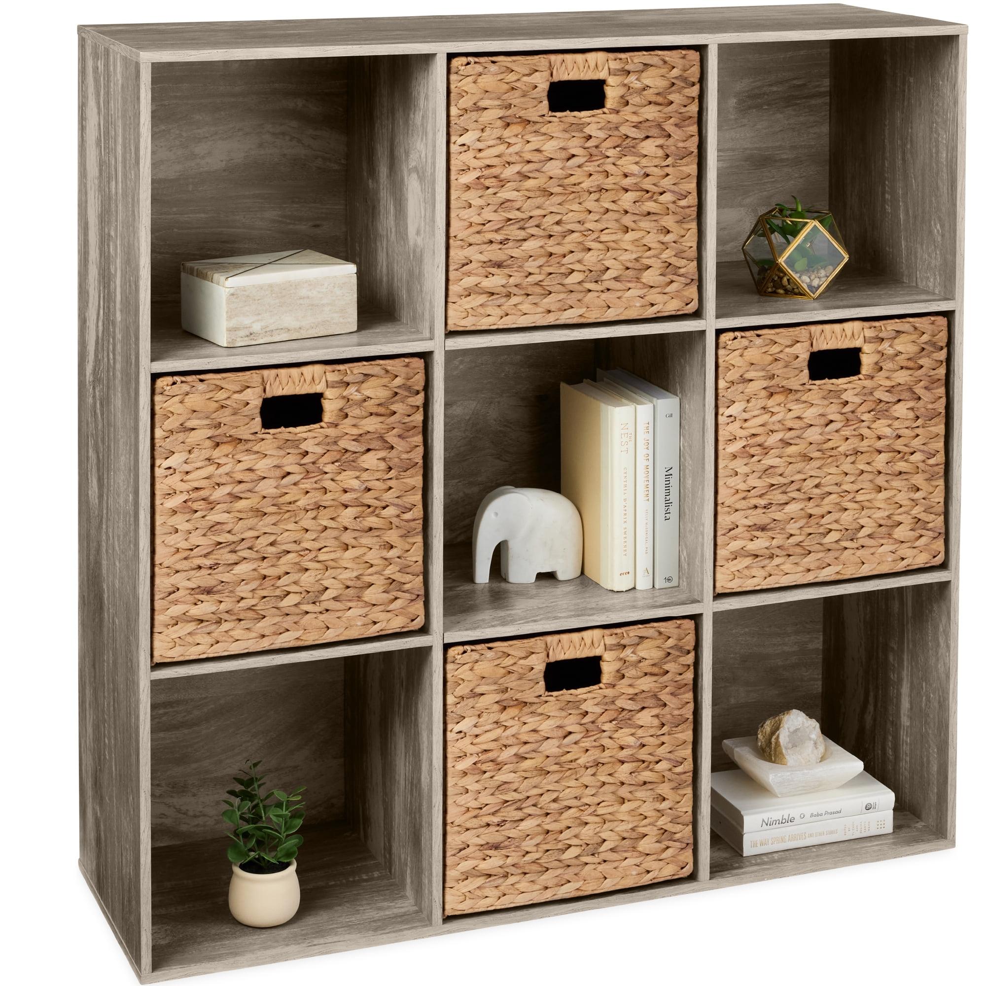 Best Choice Products 9-Cube Bookshelf, 13.5in Display Storage System, Organizer w/ Removable Back Panels - Greige