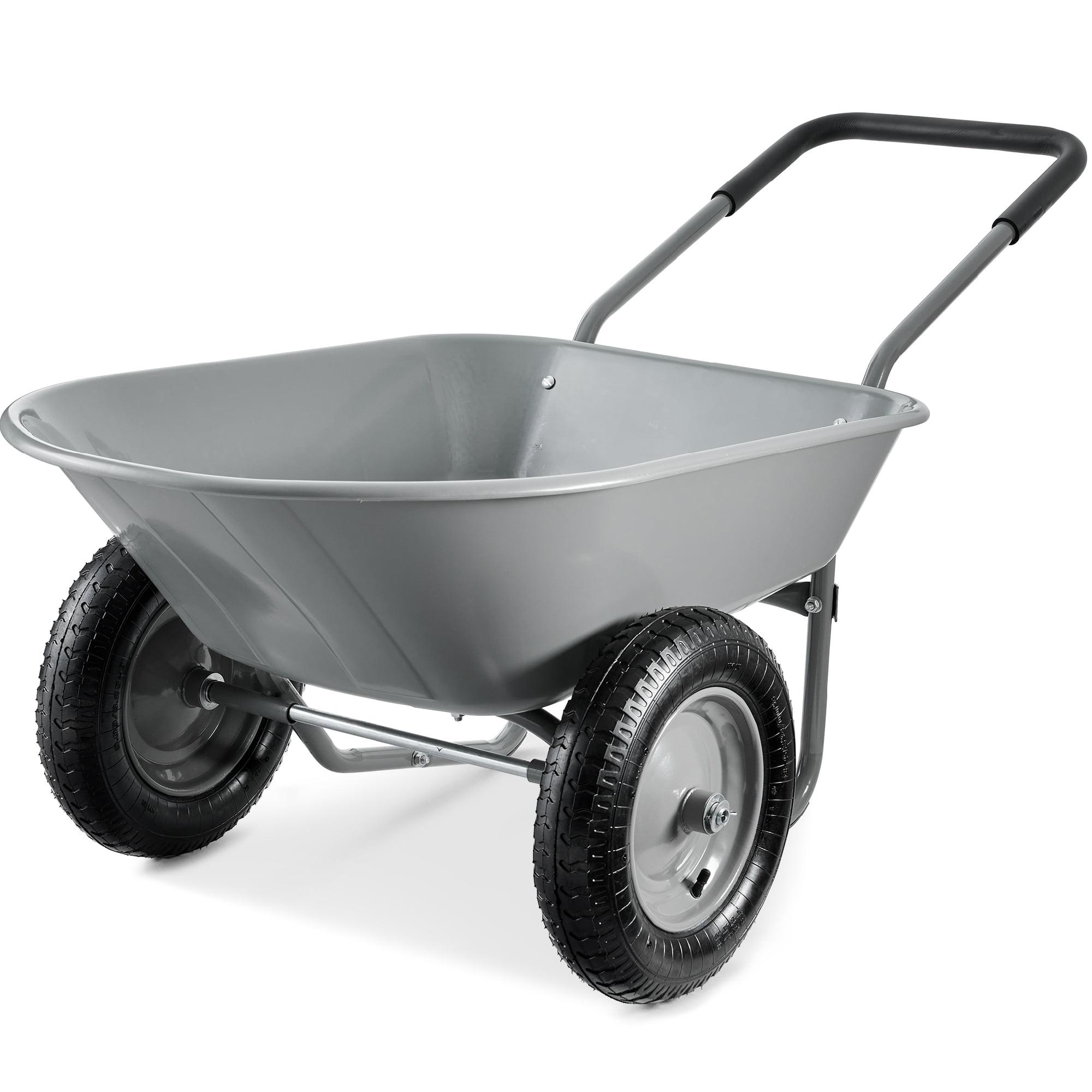 Best Choice Products Best Choice Products Dual-Wheel Home Wheelbarrow Yard Garden Cart For Lawn, Construction