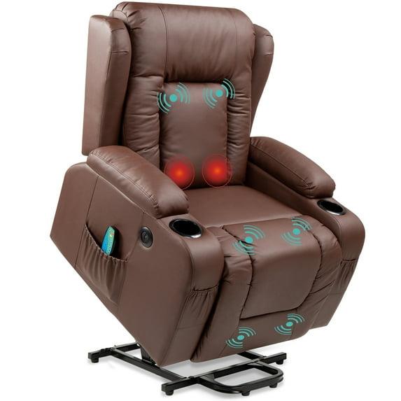 Hokku Designs Xola Electric Power Lift Recliner Massage Chair Furniture w/ USB Port, Heat, Cupholders