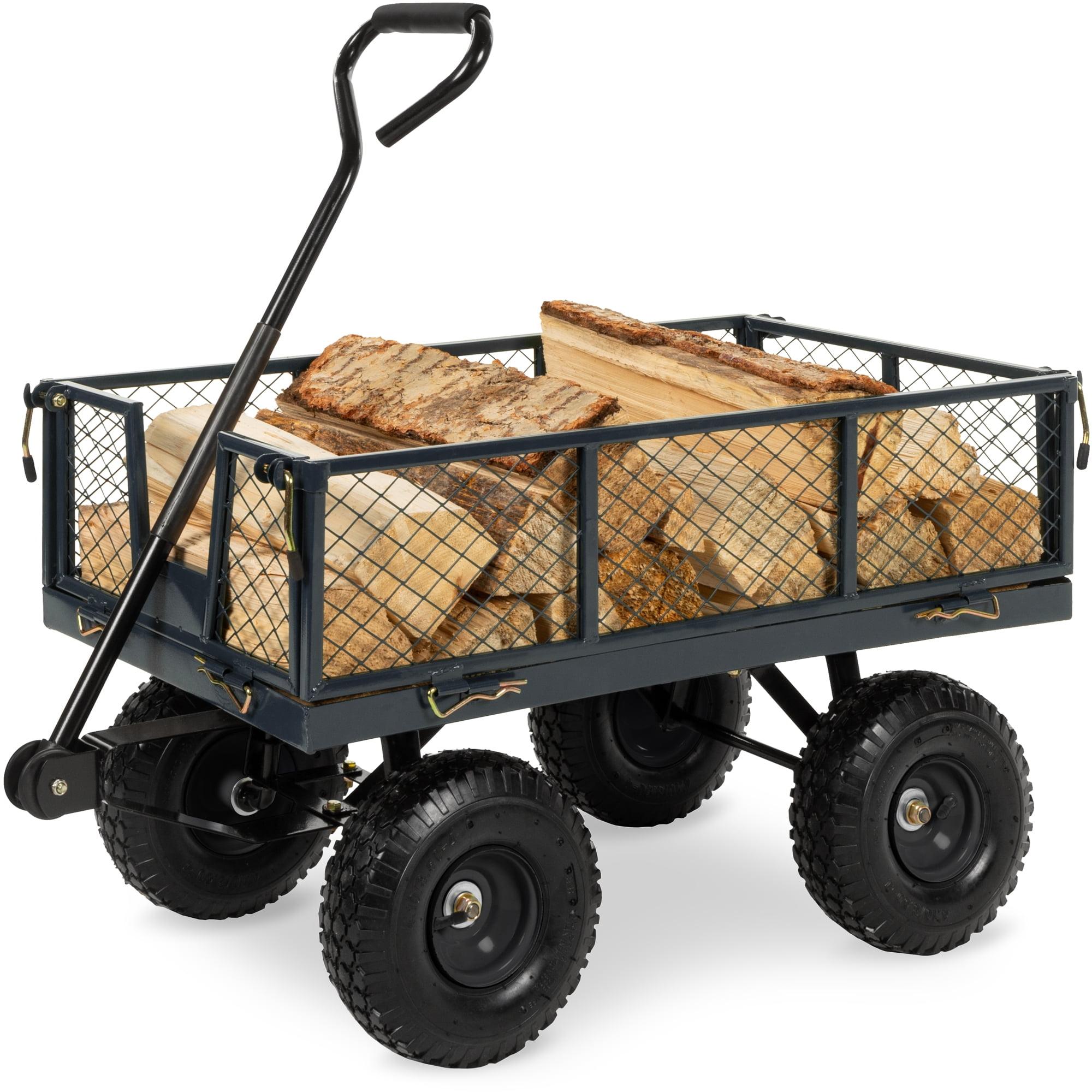 Best Choice Products Heavy-Duty Steel Garden Wagon Lawn Utility Cart w/ 400lb Capacity, Removable Sides, Handle - Gray