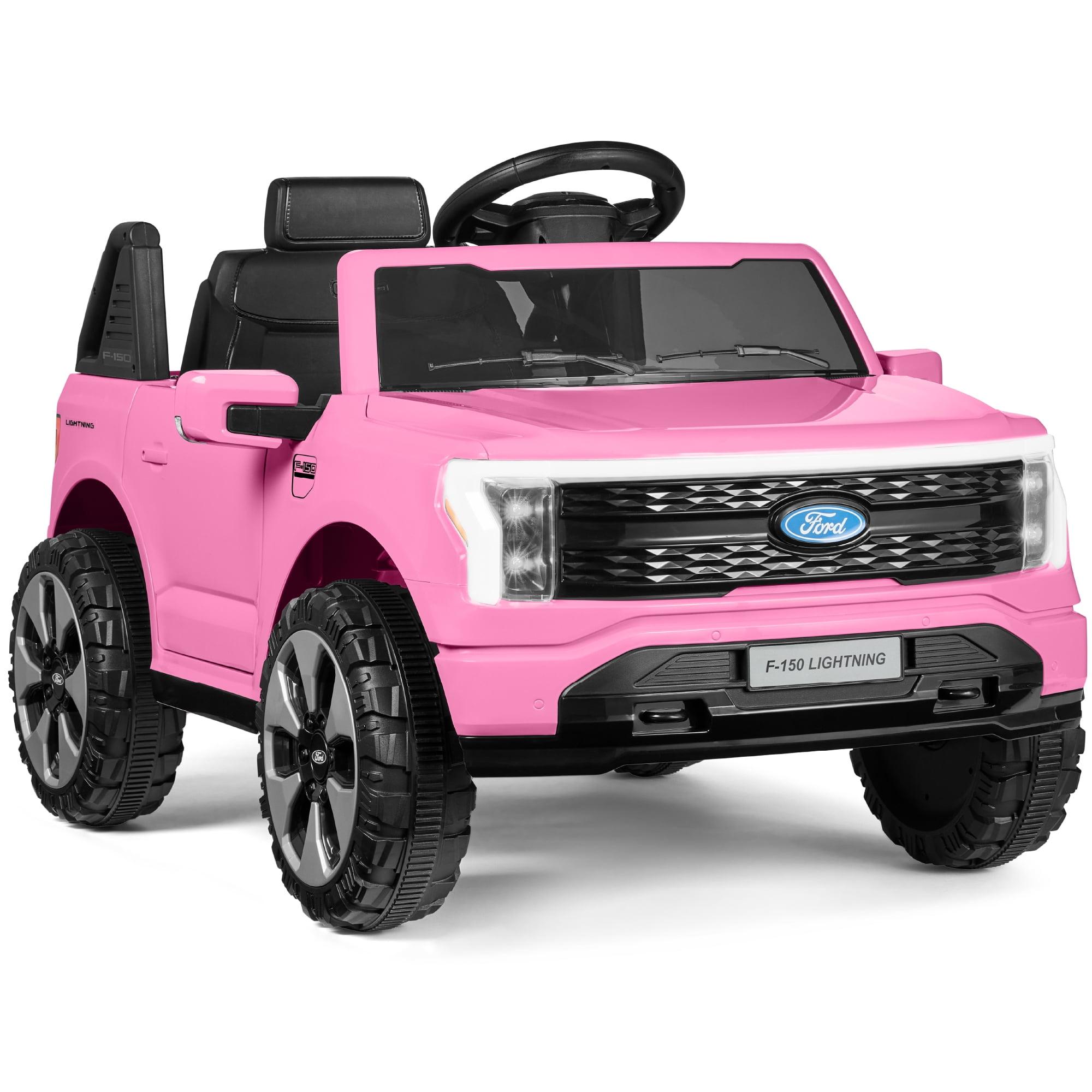 Best Choice Products Kids 12V Ride On Car Officially Licensed Ford Lightning Truck w/ Remote, LED Lights - Pink