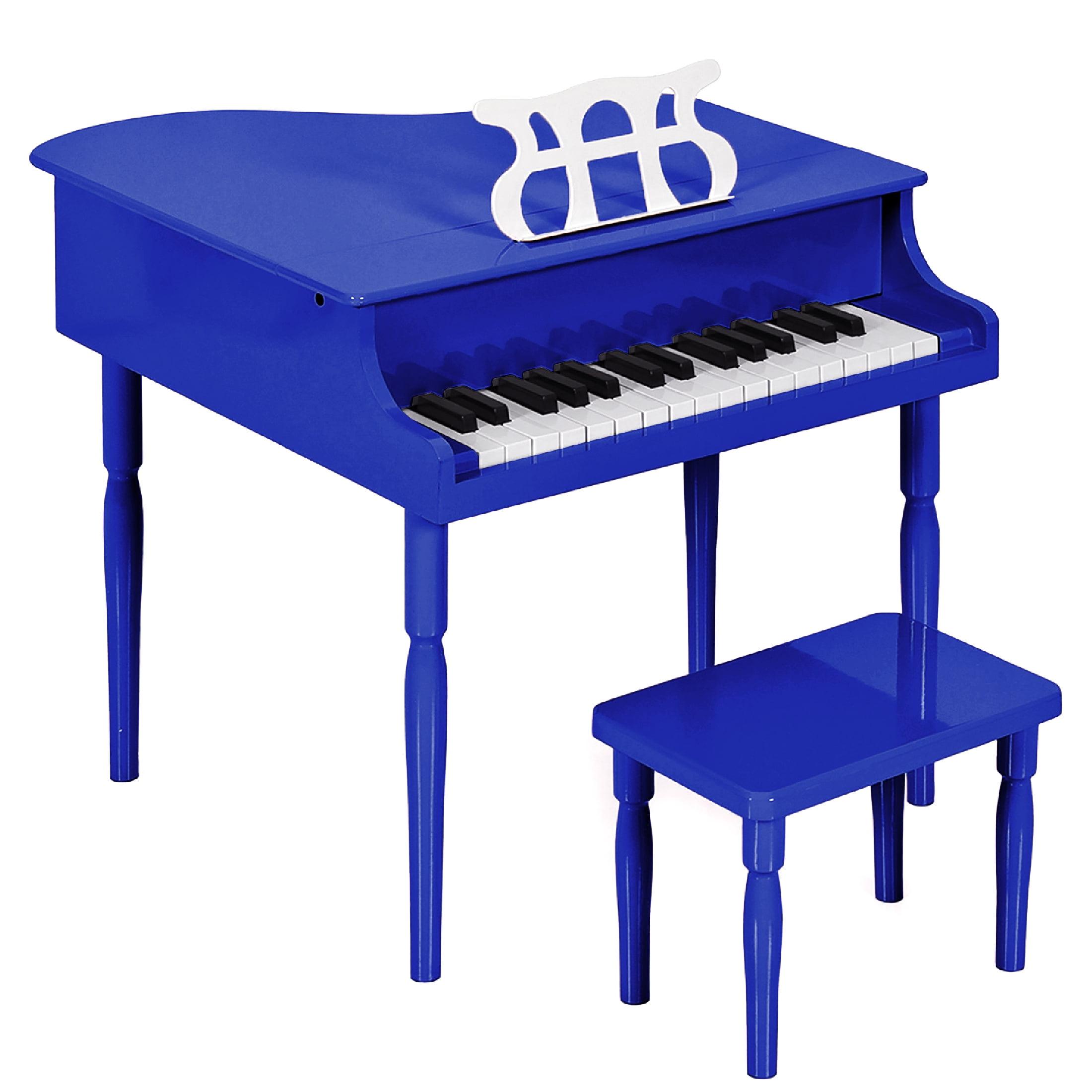 Best Choice Products Kids Classic 30-Key Mini Piano w/ Lid, Bench, Folding Music Rack, Song Book, Stickers - Dark Blue