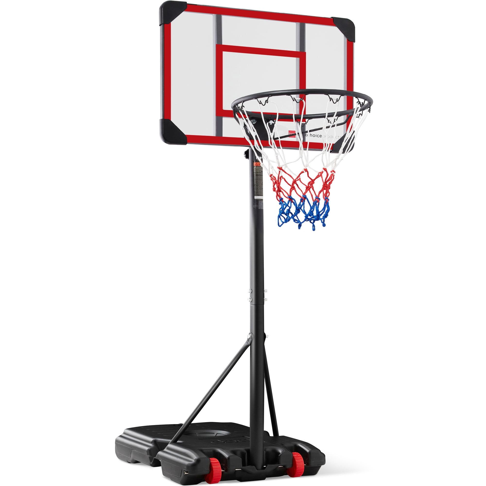 Best Choice Products Kids Height-Adjustable Basketball Hoop, Portable Backboard System w/ 2 Wheels - Red/White