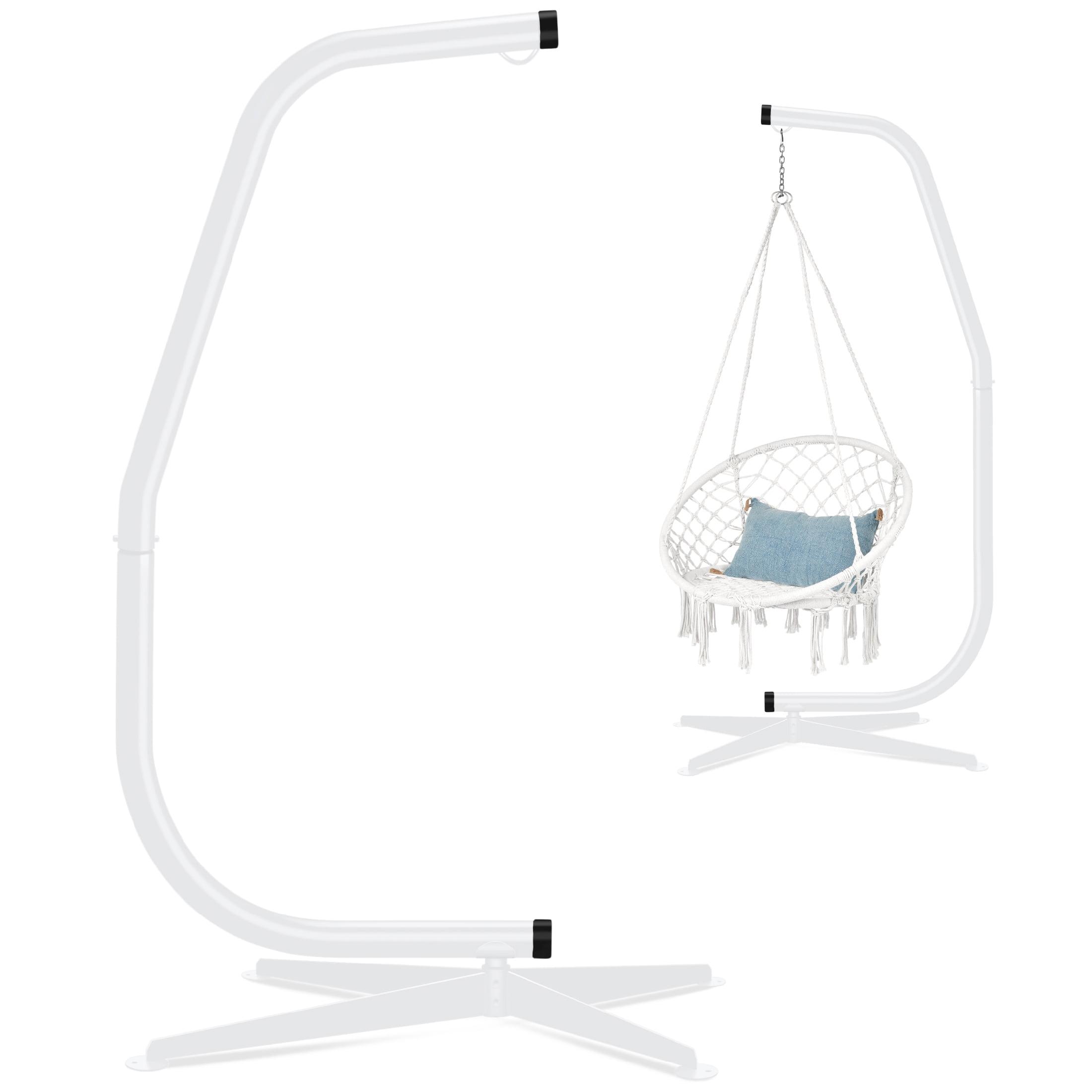 Best Choice Products Metal Hanging Hammock C-Stand for Chair/ Weather-Resistant Finish, Offset Base - Stand Only - White