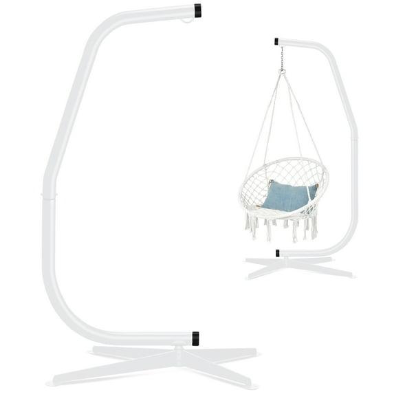 Best Choice Products Metal Hanging Hammock C-Stand for Chair/ Weather-Resistant Finish, Offset Base - Stand Only - White