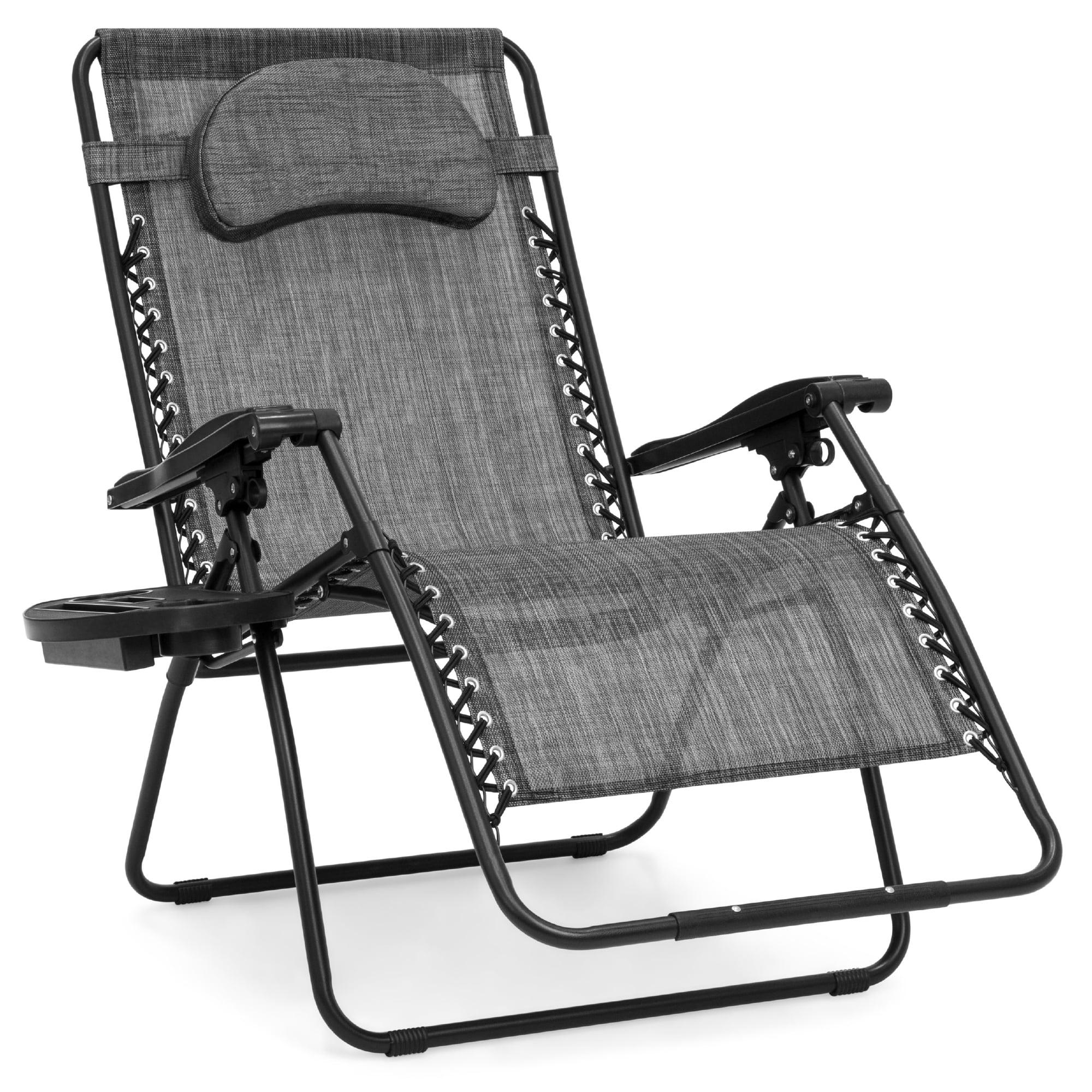 Black Steel Zero Gravity Lounge Chair with Gray Textilene Fabric