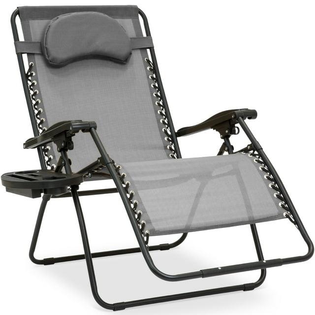 Best Choice Products Oversized Zero Gravity Chair, Folding Outdoor Patio Recliner w/ Cup Holder - Gray