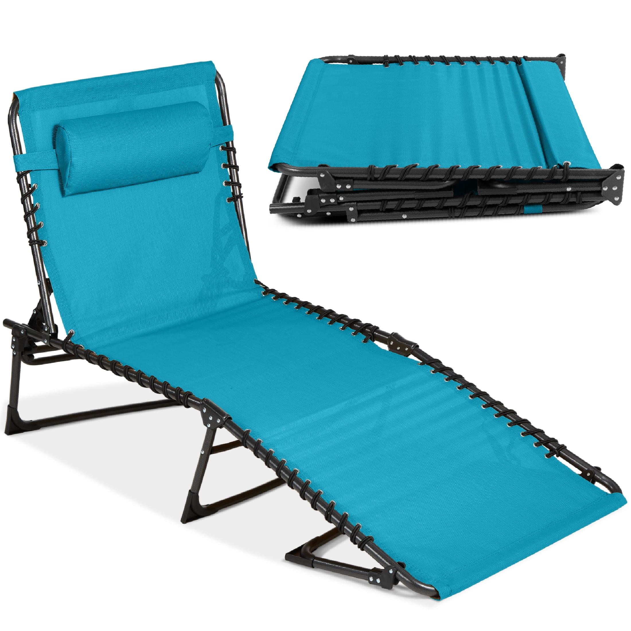 Best Choice Products Patio Chaise Lounge Chair, Outdoor Portable Adjustable Pool Recliner w/ Pillow - Peacock