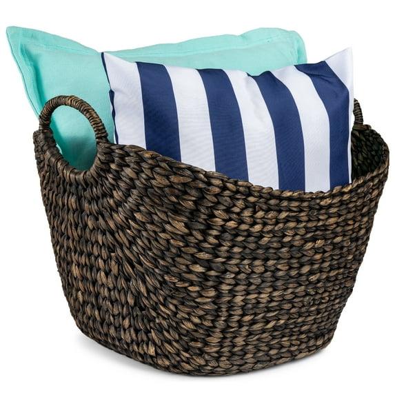 Large Vintage Laundry Basket Multipurpose Hyacinth  Basket  Handwoven French-Style Organizer Tote for Bedroom  Living Room  Bathroom  w/Handles - Natural