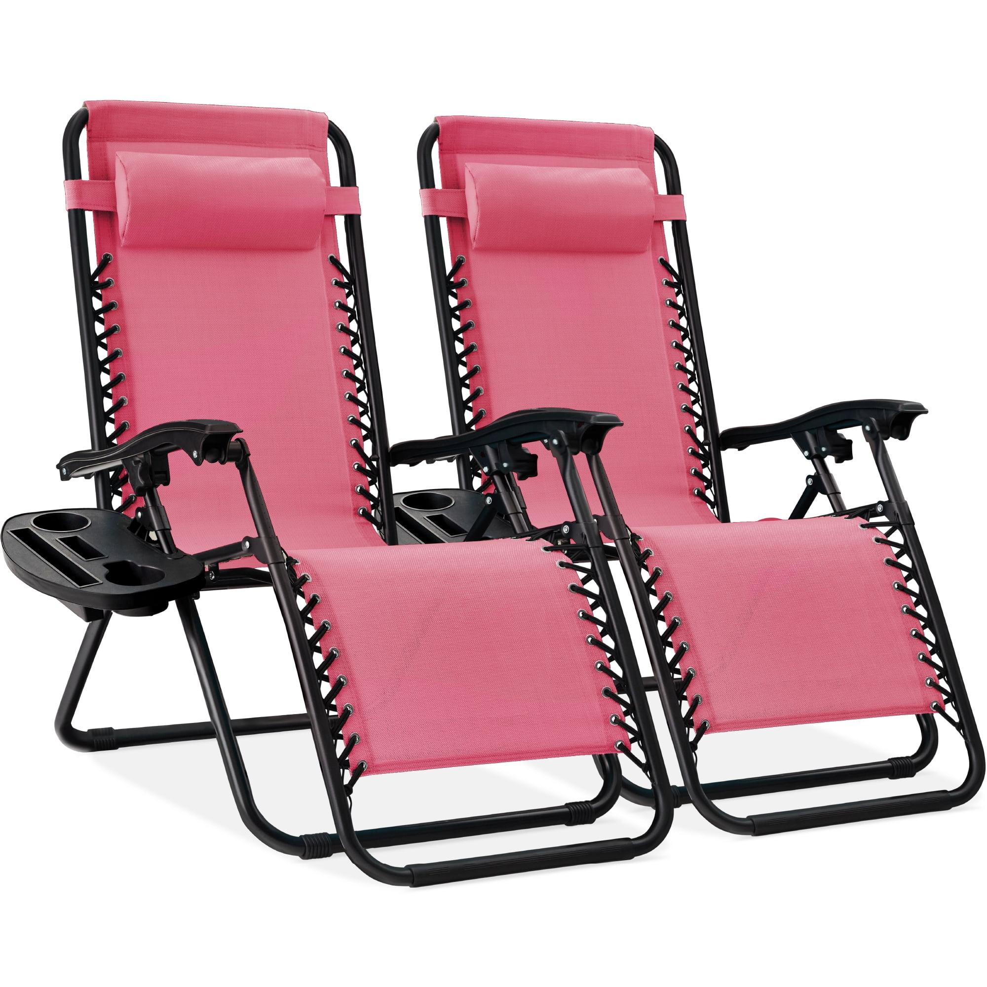 Set Of 2 Adjustable Zero Gravity Patio Chair Recliners W/ Cup Holders