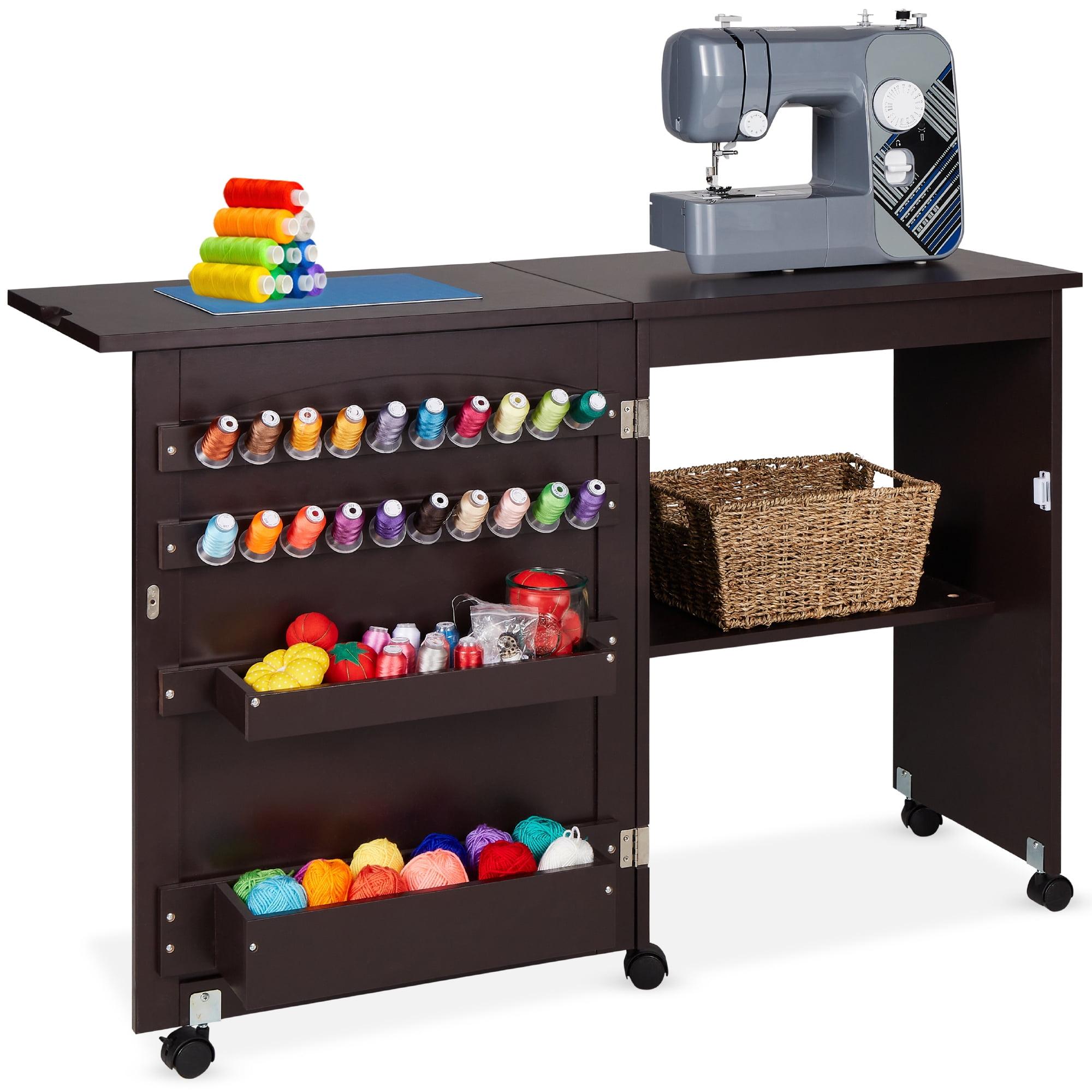 Best Choice Products 46'' x 16'' Sewing Table with Sewing Machine Platform and Wheels