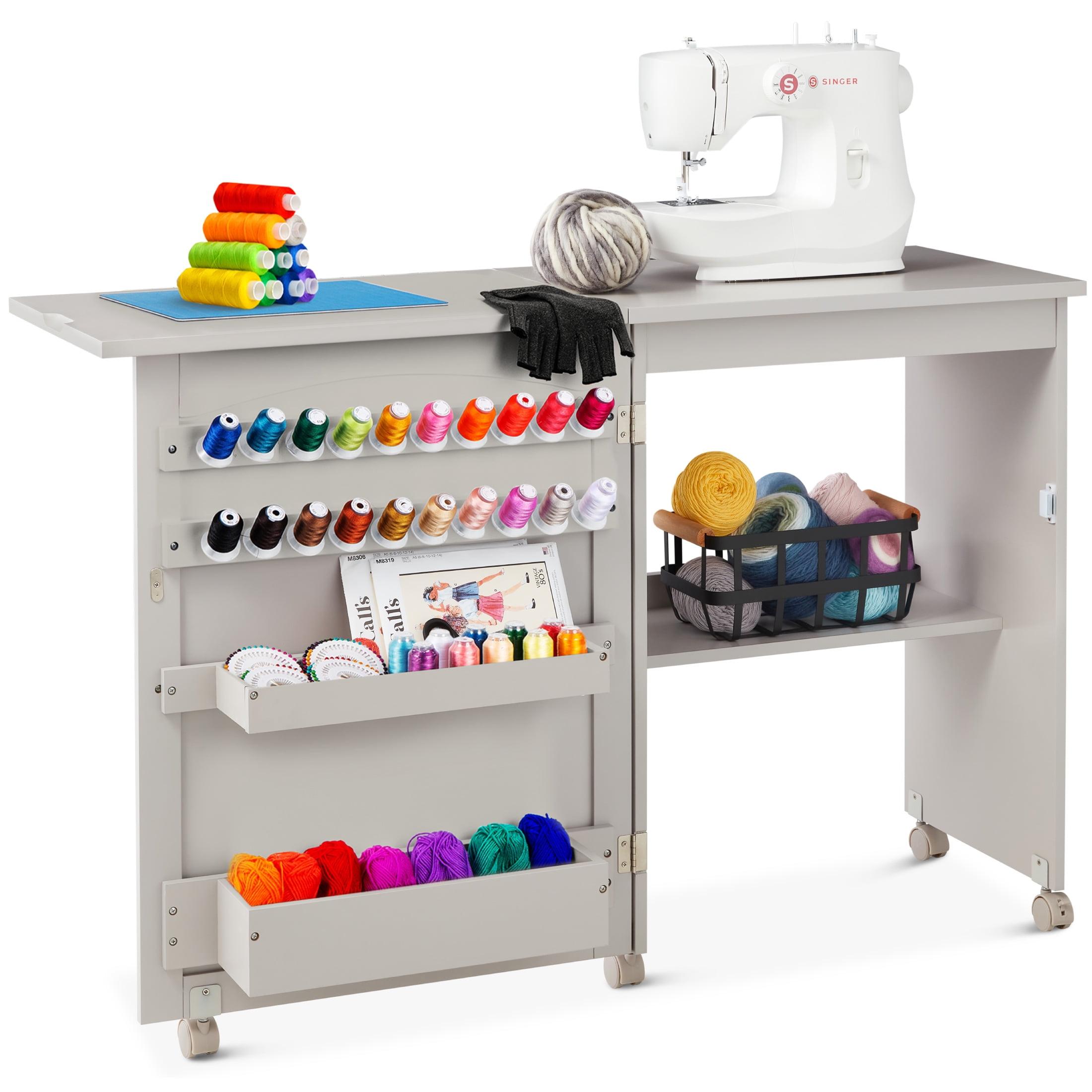 Best Choice Products 46'' x 16'' Sewing Table with Sewing Machine Platform and Wheels