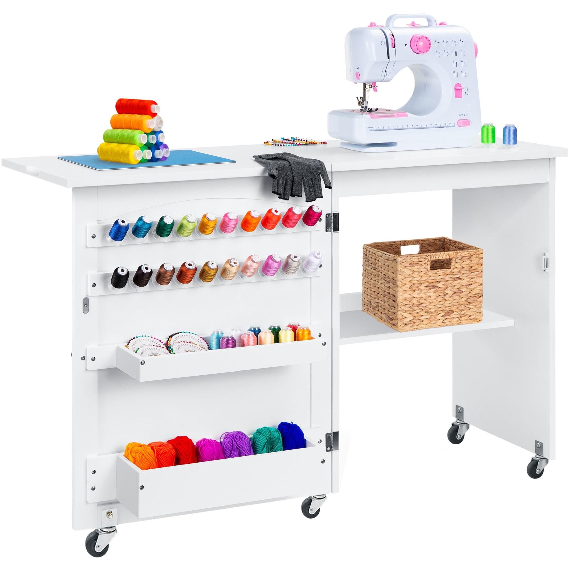 Best Choice Products 46'' x 16'' Sewing Table with Sewing Machine Platform and Wheels