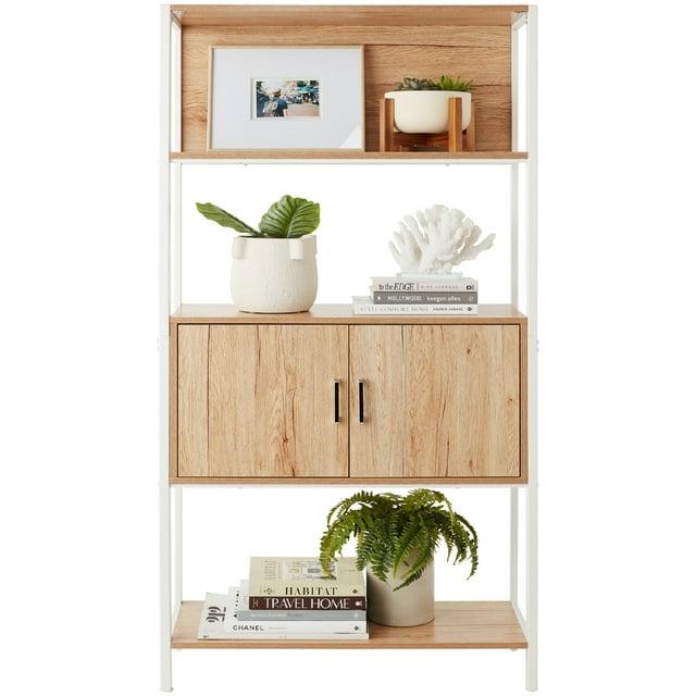 Best Choice Products Storage Bookshelf for Living Room, Walkway w/ Enclosed Cabinet, Elevated Design - Light Oak