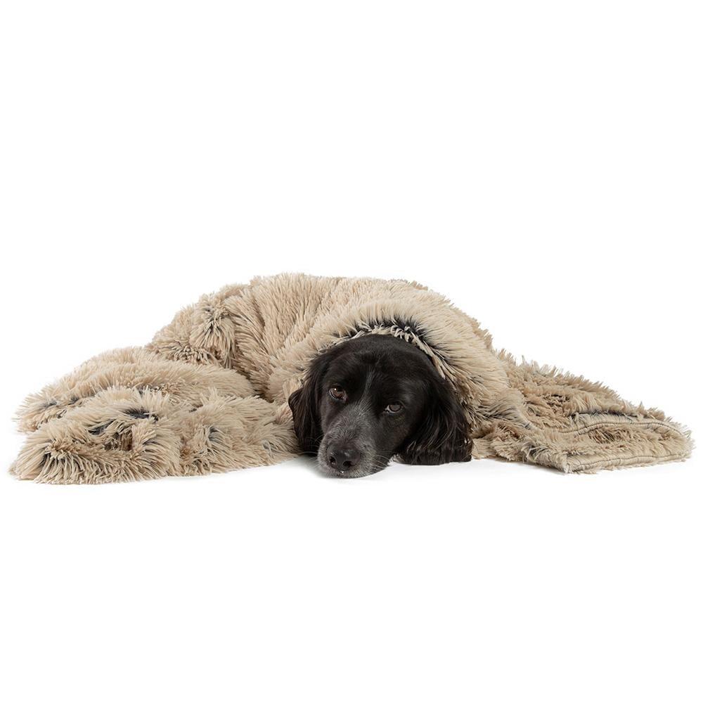 Taupe Faux Fur Calming Shag Pet Blanket 40x50