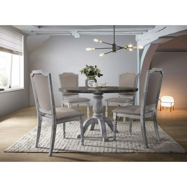 Best Master 5-Piece Farmhouse Style Wood Dining Set in Weathered Gray