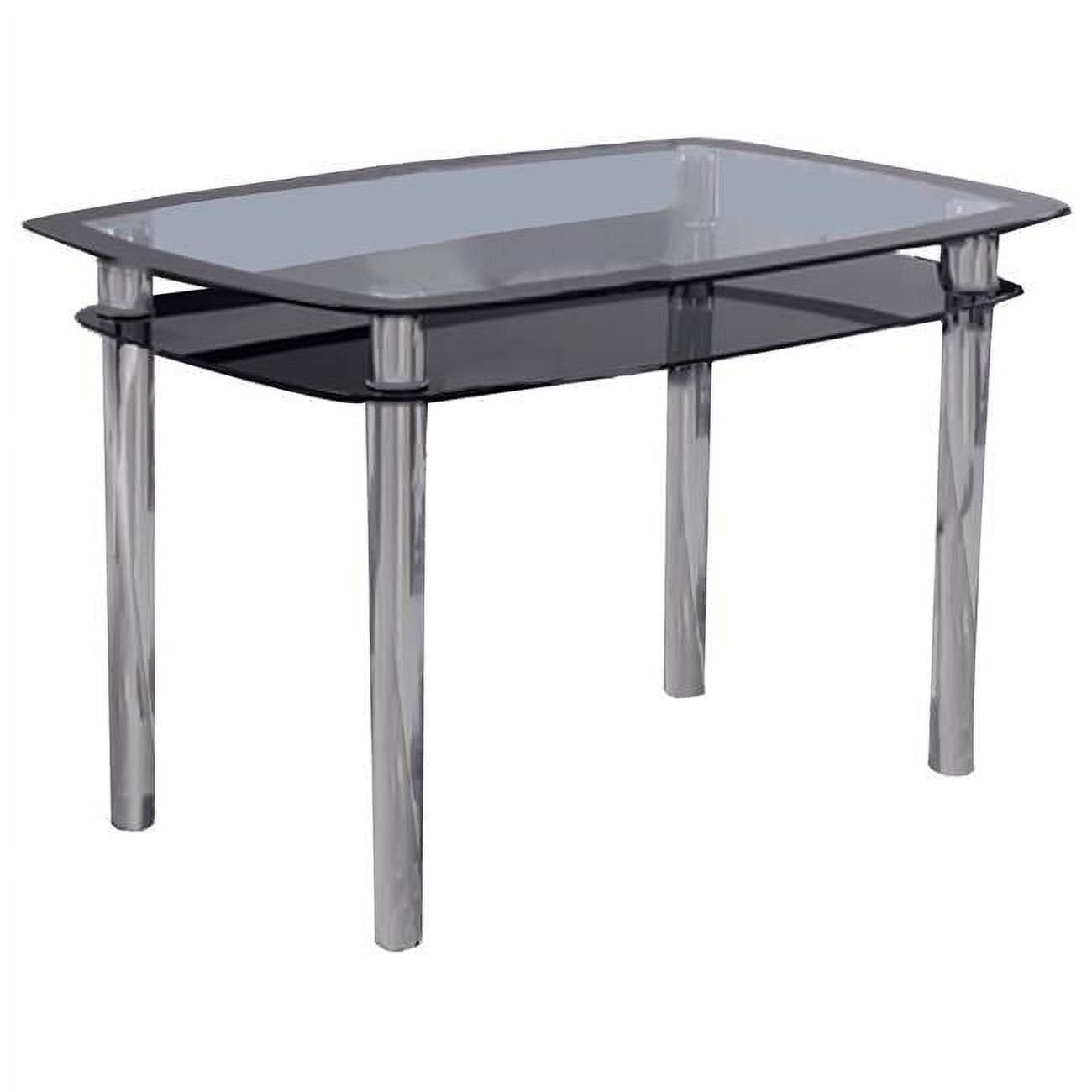 Contemporary Smoked Glass and Chrome Dining Table with Shelf