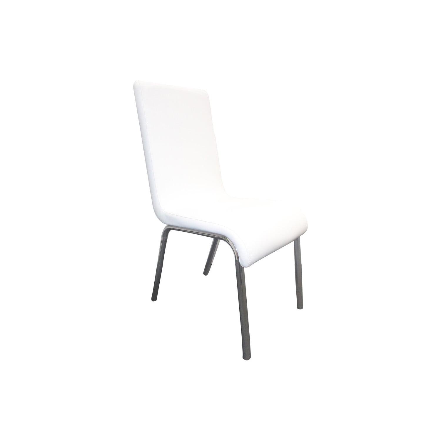 Modern Faux Leather and Chrome White Dining Side Chair Set