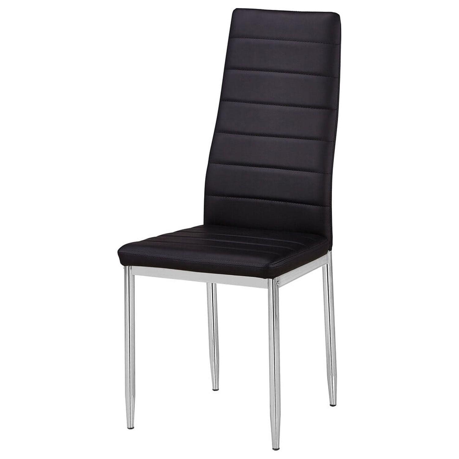 Sleek Black Faux Leather High Back Metal Side Chair (Set of 2)