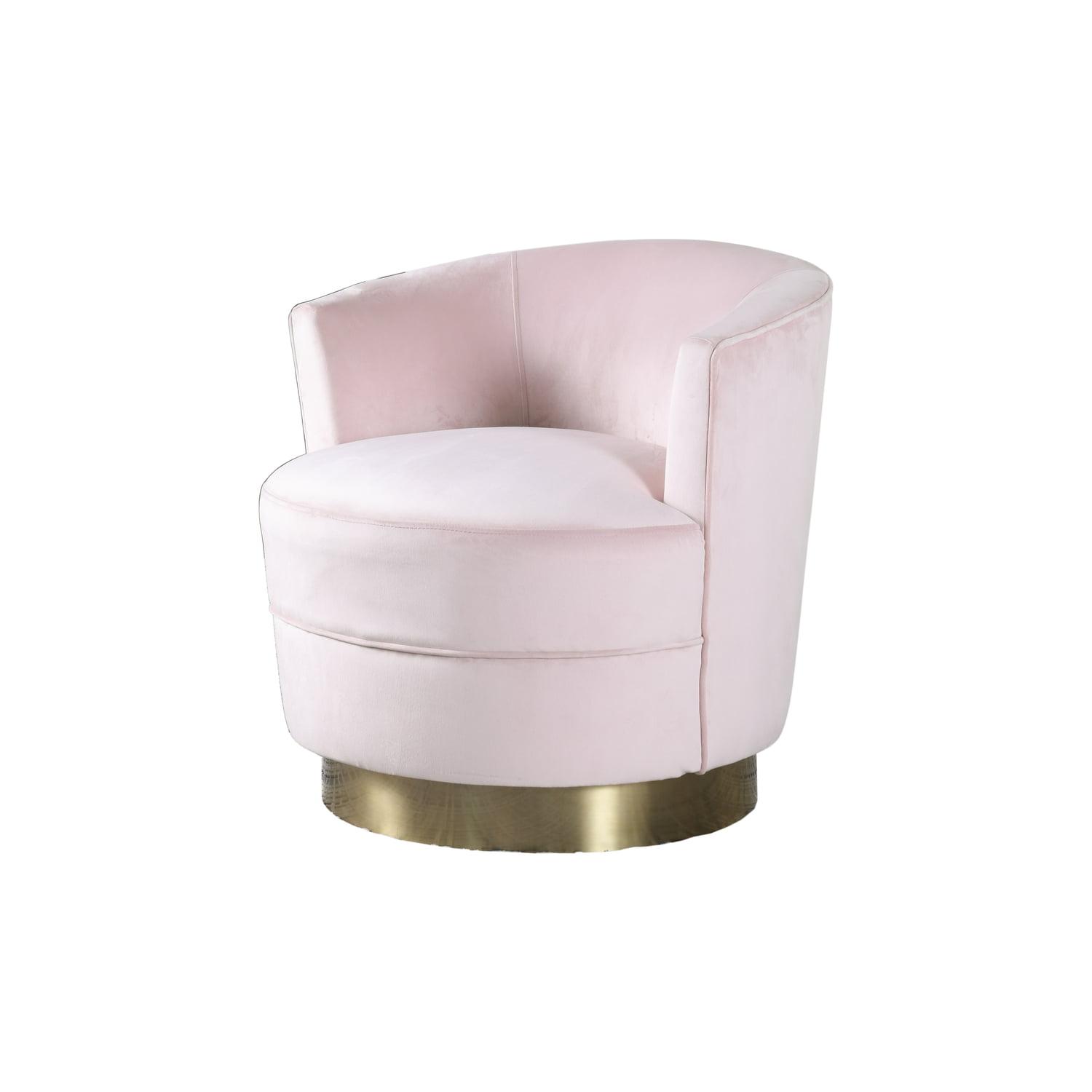 Ava 31" Pink Velvet Swivel Accent Chair with Gold Metal Base