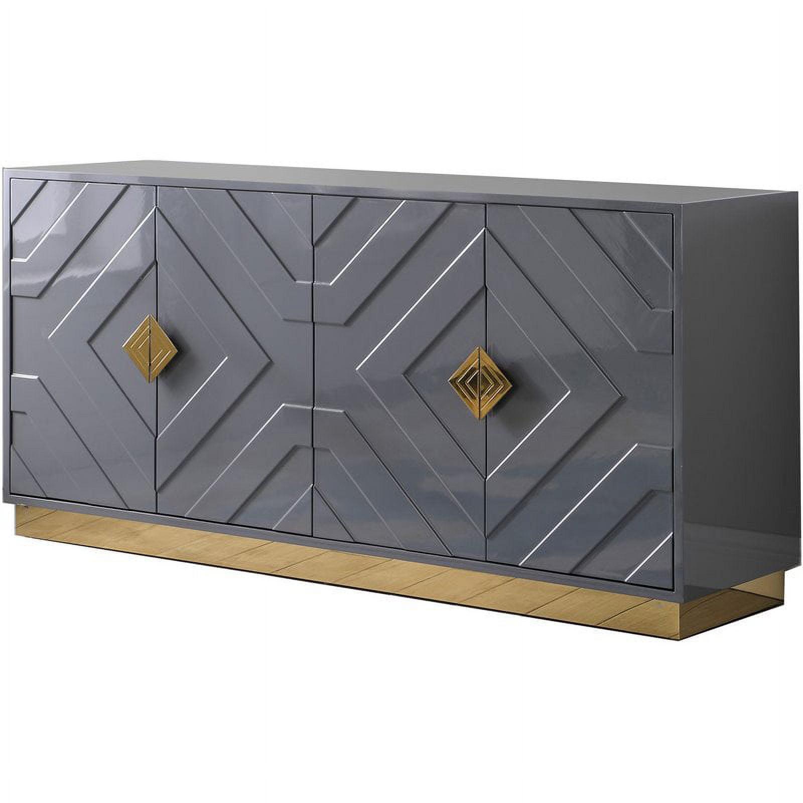 Babatunde 65" Gray Wood Sideboard with Gold Accents