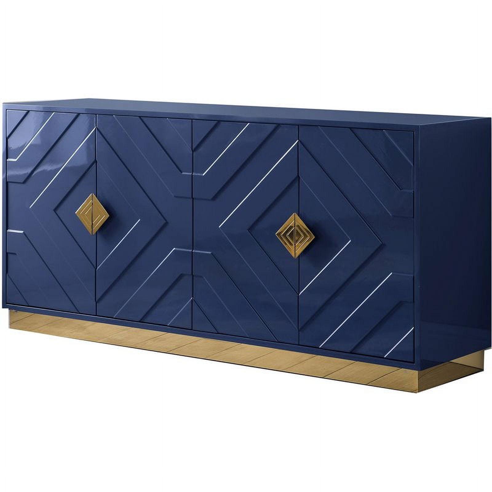 Best Master Furniture Babatunde 65" Wood Sideboard with Gold Accents in Navy