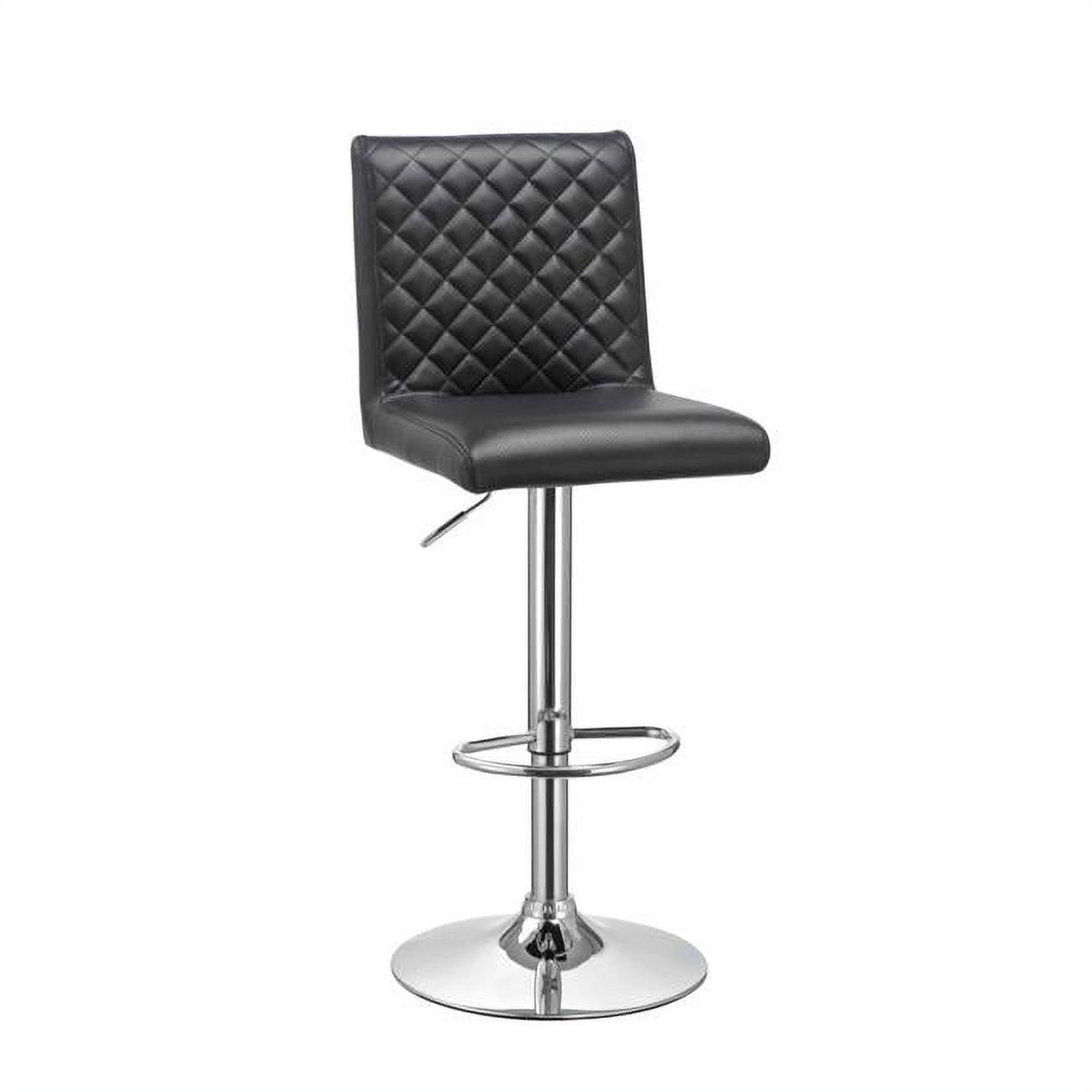 Black Adjustable Swivel Leather Bar Stools with Chrome Base