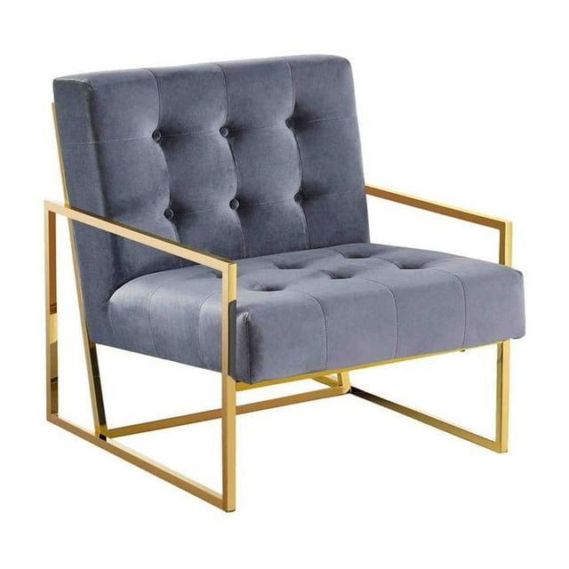 Best Master Furniture Beethoven 31.5" Velvet Accent Chair in Green/Gold Plated