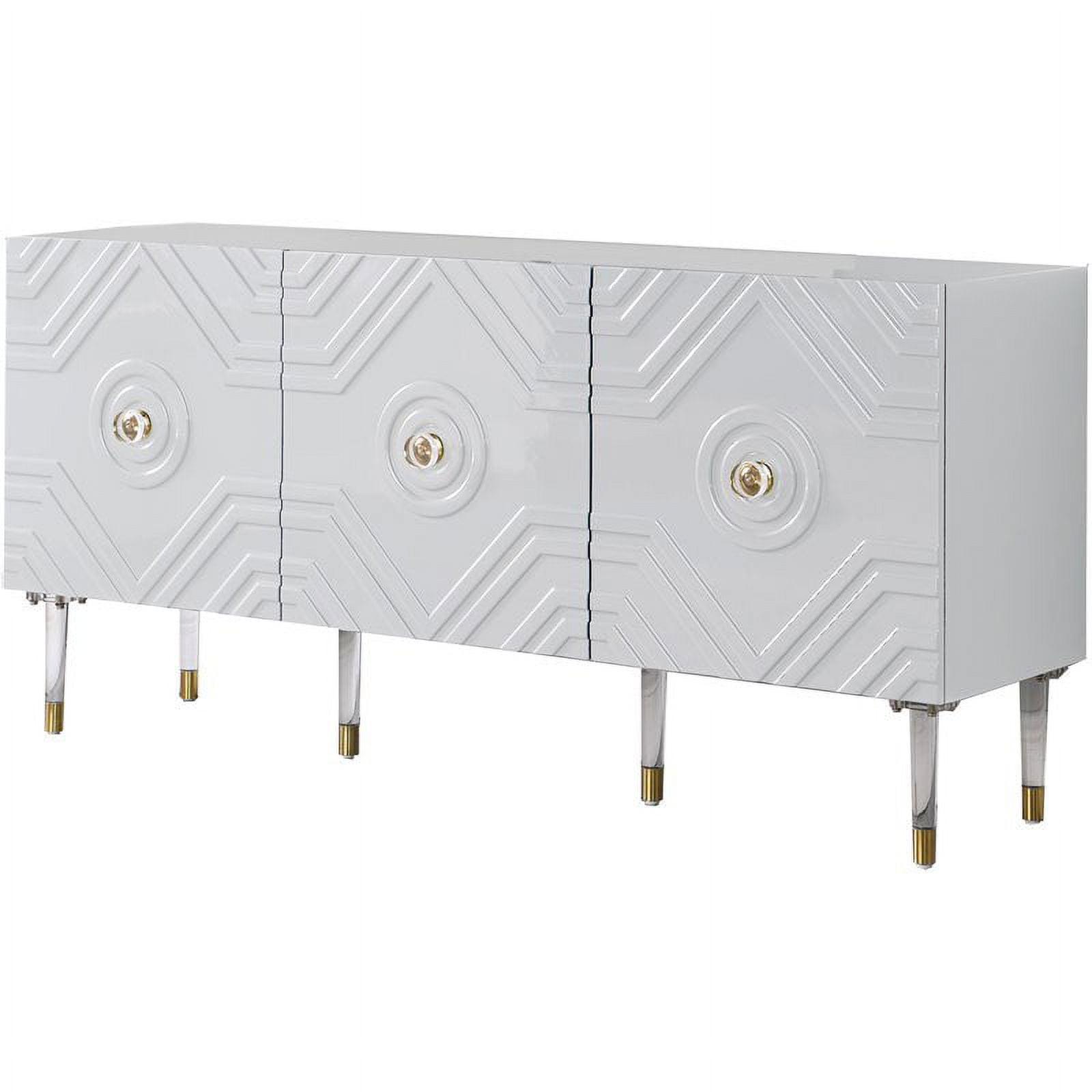 Crawford 65" White Lacquer Sideboard with Gold Accents and Acrylic Legs