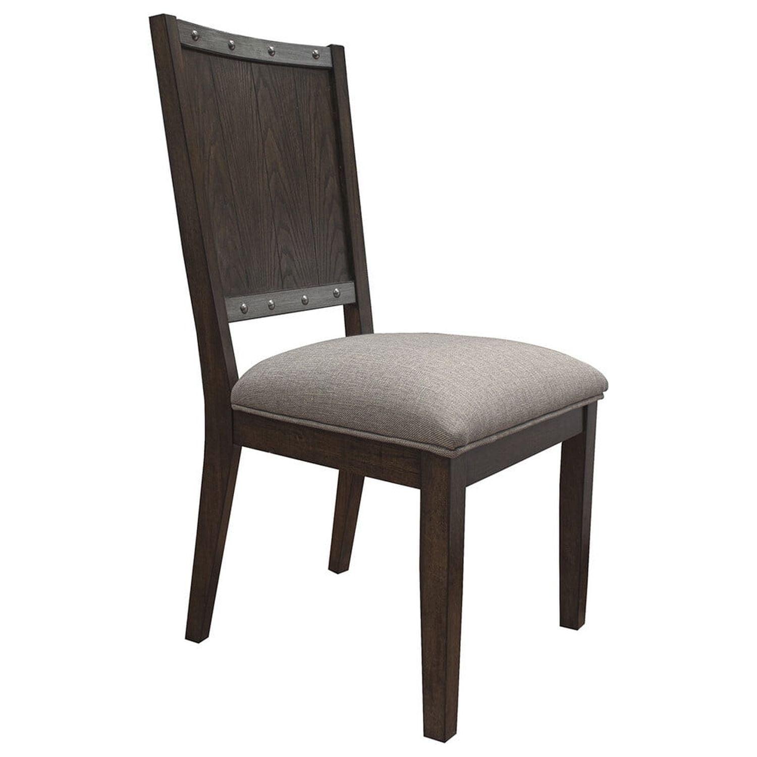 Artisan Dark Oak & Linen High-Back Industrial Side Chair