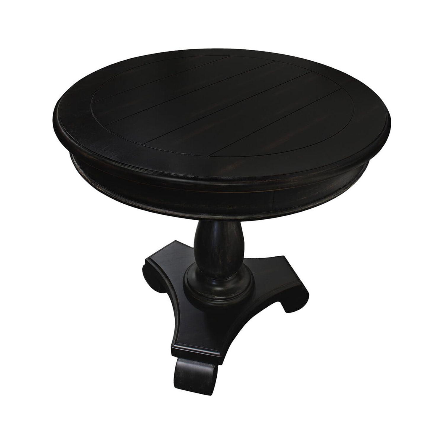 Transitional Engineered Wood Round End Table in Antique Black - Best Master Furniture