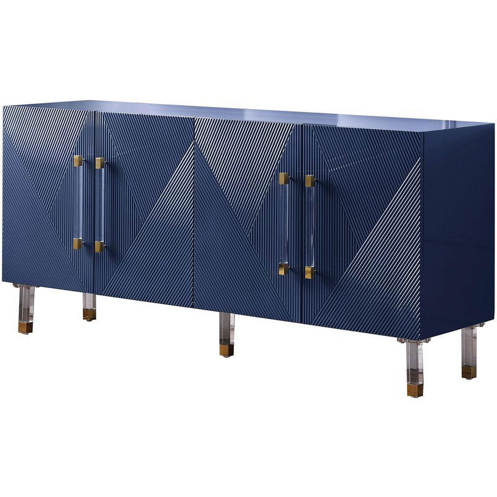 Fenella 65" Navy Lacquer Sideboard with Gold Accents and Acrylic Handles