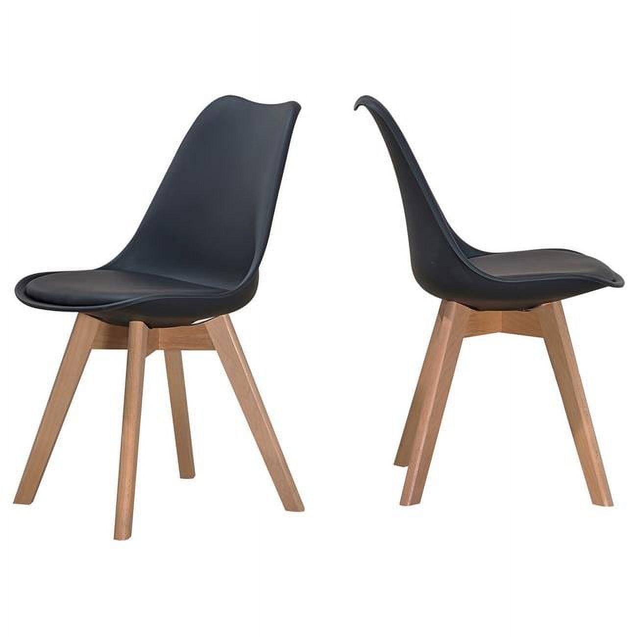 Black Polypropylene and Beech Wood Dining Side Chair Set