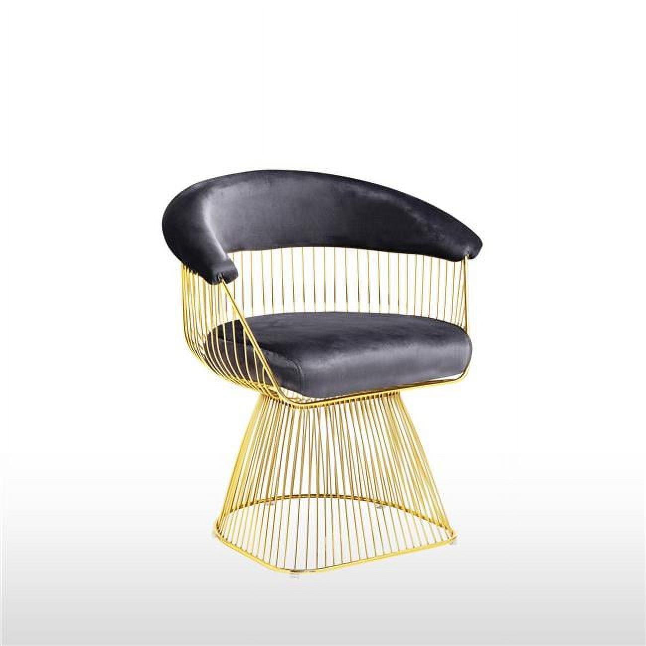 Elegant Gray Velvet Armchair with Gold Metal Frame