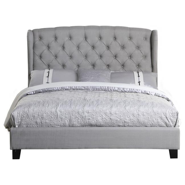 Elegant Linen Upholstered Queen Platform Bed with Tufted Headboard